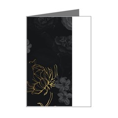 Dark And Gold Flower Patterned Mini Greeting Card by Grandong