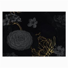 Dark And Gold Flower Patterned Large Glasses Cloth (2 Sides) by Grandong