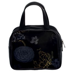 Dark And Gold Flower Patterned Classic Handbag (two Sides) by Grandong