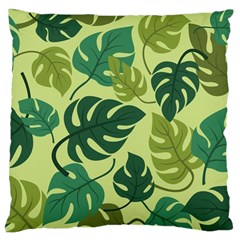 Seamless Pattern Of Monstera Leaves For The Tropical Plant Background Large Cushion Case (two Sides) by Grandong