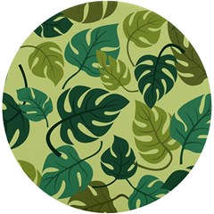 Seamless Pattern Of Monstera Leaves For The Tropical Plant Background Uv Print Round Tile Coaster by Grandong