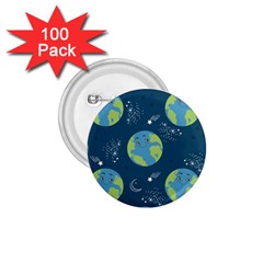 Seamless Pattern Cartoon Earth Planet 1 75  Buttons (100 Pack)  by Grandong