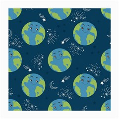 Seamless Pattern Cartoon Earth Planet Medium Glasses Cloth (2 Sides) by Grandong