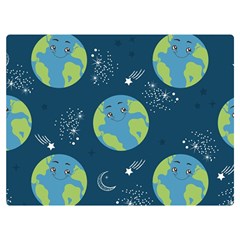 Seamless Pattern Cartoon Earth Planet Premium Plush Fleece Blanket (extra Small)