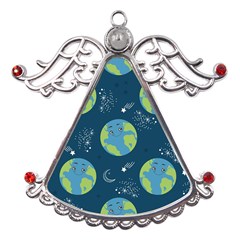 Seamless Pattern Cartoon Earth Planet Metal Angel With Crystal Ornament by Grandong