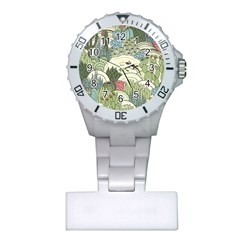 Playful Cactus Desert Landscape Illustrated Seamless Pattern Plastic Nurses Watch by Grandong