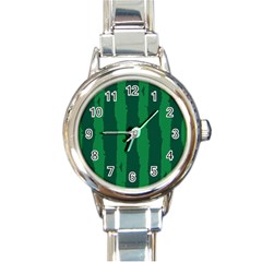 Green Seamless Watermelon Skin Pattern Round Italian Charm Watch by Grandong