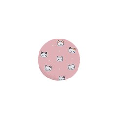 Cute Cat Cartoon Doodle Seamless Pink Pattern 1  Mini Buttons