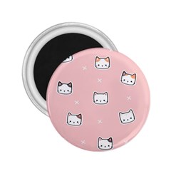 Cute Cat Cartoon Doodle Seamless Pink Pattern 2.25  Magnets