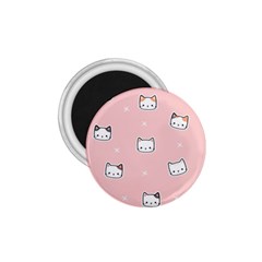 Cute Cat Cartoon Doodle Seamless Pink Pattern 1.75  Magnets
