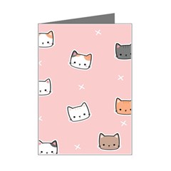 Cute Cat Cartoon Doodle Seamless Pink Pattern Mini Greeting Card