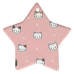 Cute Cat Cartoon Doodle Seamless Pink Pattern Star Ornament (Two Sides)