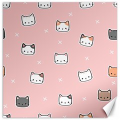 Cute Cat Cartoon Doodle Seamless Pink Pattern Canvas 12  x 12 