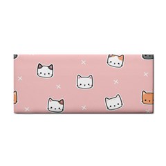 Cute Cat Cartoon Doodle Seamless Pink Pattern Hand Towel