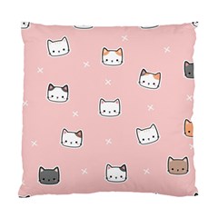 Cute Cat Cartoon Doodle Seamless Pink Pattern Standard Cushion Case (Two Sides)