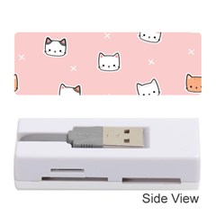 Cute Cat Cartoon Doodle Seamless Pink Pattern Memory Card Reader (Stick)