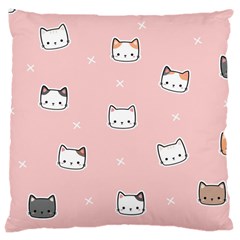 Cute Cat Cartoon Doodle Seamless Pink Pattern Large Cushion Case (Two Sides)