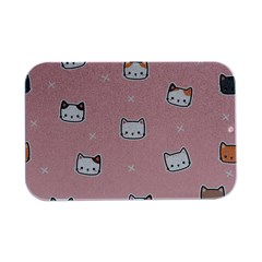 Cute Cat Cartoon Doodle Seamless Pink Pattern Open Lid Metal Box (Silver)  