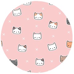 Cute Cat Cartoon Doodle Seamless Pink Pattern Wooden Bottle Opener (round) by Grandong