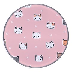 Cute Cat Cartoon Doodle Seamless Pink Pattern Wireless Fast Charger(White)