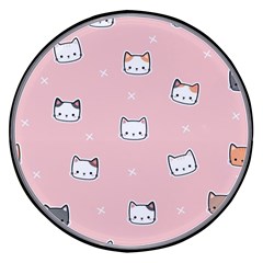 Cute Cat Cartoon Doodle Seamless Pink Pattern Wireless Fast Charger(Black)