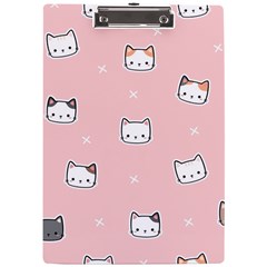 Cute Cat Cartoon Doodle Seamless Pink Pattern A4 Acrylic Clipboard