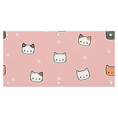 Cute Cat Cartoon Doodle Seamless Pink Pattern Banner and Sign 6  x 3 
