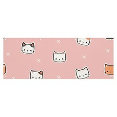 Cute Cat Cartoon Doodle Seamless Pink Pattern Banner and Sign 8  x 3 