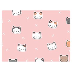 Cute Cat Cartoon Doodle Seamless Pink Pattern Premium Plush Fleece Blanket (Extra Small)