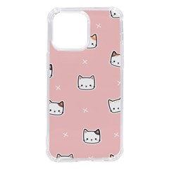 Cute Cat Cartoon Doodle Seamless Pink Pattern Iphone 14 Pro Max Tpu Uv Print Case
