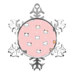 Cute Cat Cartoon Doodle Seamless Pink Pattern Metal Small Snowflake Ornament