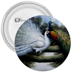 Canvas Oil Painting Two Peacock 3  Buttons by Grandong