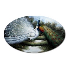 Canvas Oil Painting Two Peacock Oval Magnet by Grandong