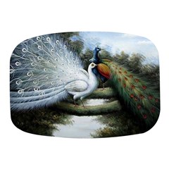 Canvas Oil Painting Two Peacock Mini Square Pill Box by Grandong