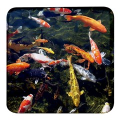 Koi Pond 3d Fish Square Glass Fridge Magnet (4 Pack) by Grandong