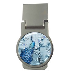 Chinese Style 3d Embossed Blue Peacock Oil Painting Money Clips (round)  by Grandong