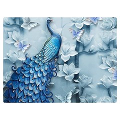 Chinese Style 3d Embossed Blue Peacock Oil Painting Premium Plush Fleece Blanket (extra Small)