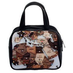 3d Vintage World Map Classic Handbag (two Sides)