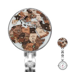 3d Vintage World Map Stainless Steel Nurses Watch by Grandong