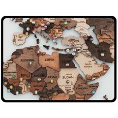 3d Vintage World Map Two Sides Fleece Blanket (large) by Grandong