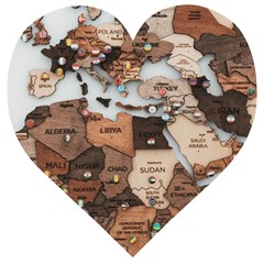 3d Vintage World Map Wooden Puzzle Heart by Grandong