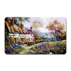 Colorful Cottage River Colorful House Landscape Garden Beautiful Painting Magnet (rectangular) by Grandong