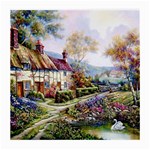 Colorful Cottage River Colorful House Landscape Garden Beautiful Painting Medium Glasses Cloth (2 Sides) Front