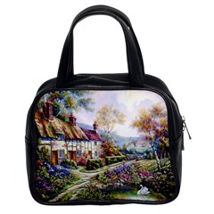 Colorful Cottage River Colorful House Landscape Garden Beautiful Painting Classic Handbag (two Sides) by Grandong