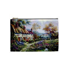 Colorful Cottage River Colorful House Landscape Garden Beautiful Painting Cosmetic Bag (medium) by Grandong