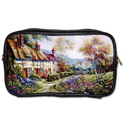 Colorful Cottage River Colorful House Landscape Garden Beautiful Painting Toiletries Bag (one Side) by Grandong
