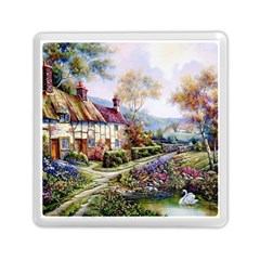 Colorful Cottage River Colorful House Landscape Garden Beautiful Painting Memory Card Reader (square) by Grandong