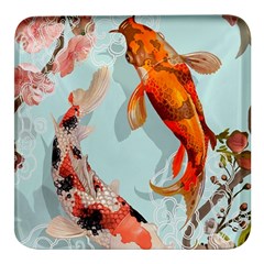 Koi Fish Square Glass Fridge Magnet (4 Pack) by Grandong