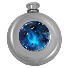 3d Universe Space Star Planet Round Hip Flask (5 Oz) by Grandong