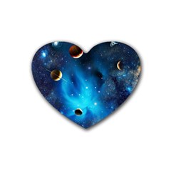 3d Universe Space Star Planet Rubber Heart Coaster (4 Pack)